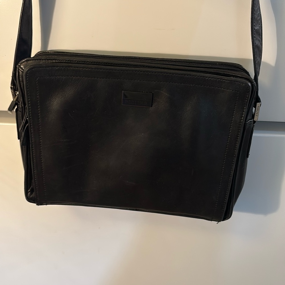 Beautiful black leather Perlina crossbody bag